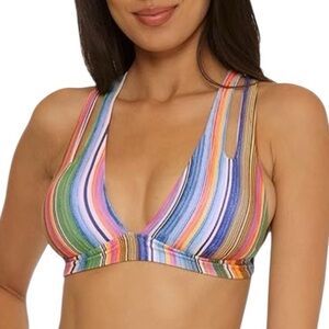 BECCA Women's D cup Standard Print Play Cut Out tie back Bikini swim top NWT